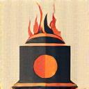 A stylized icon of a kiln with flames.